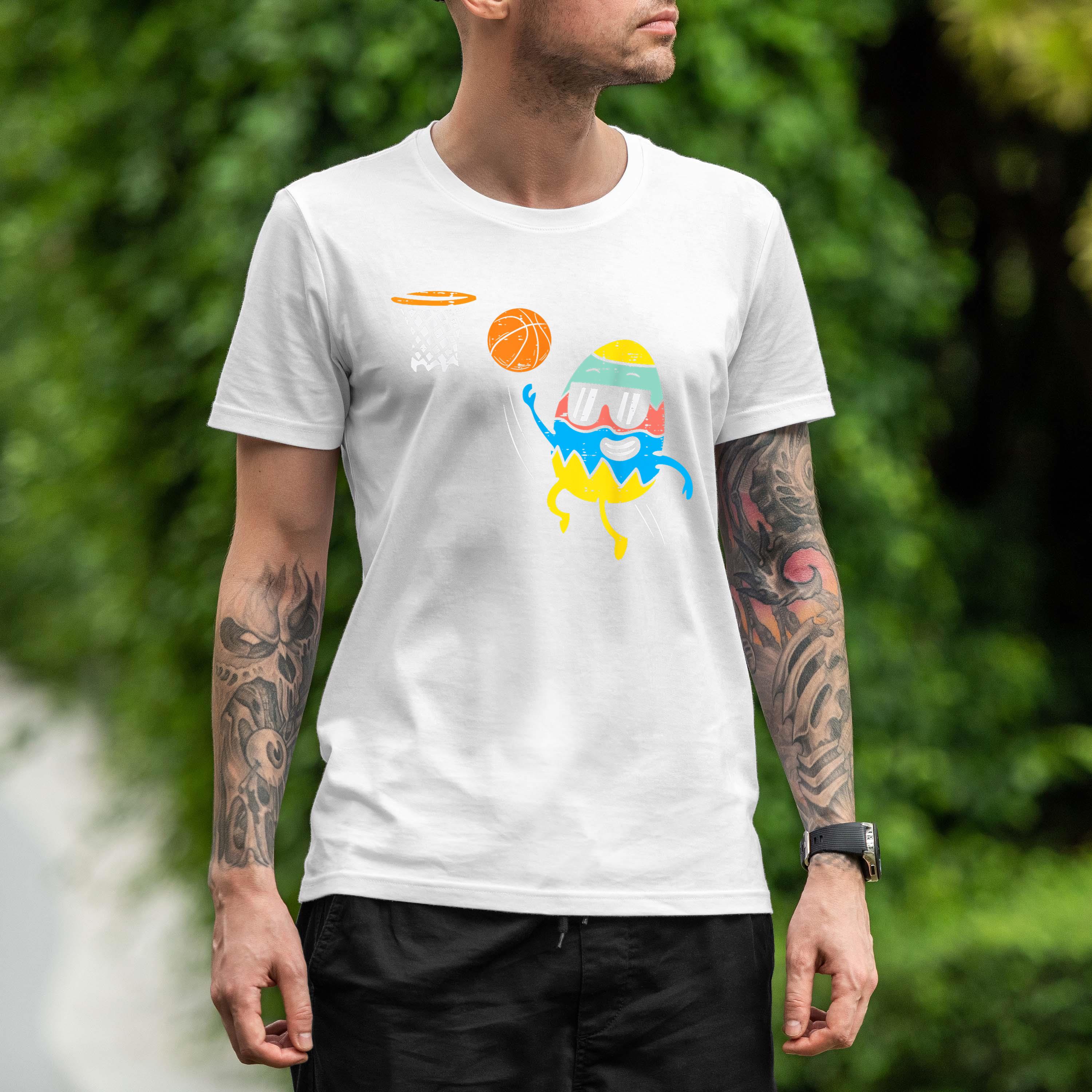 Easter Egg Playing Basketball Cute Sports Men Boys Kids Shirt 